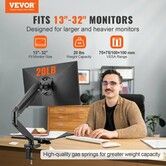 Single Monitor Mount, Supports  13"-32" (330-813 mm) Screen, Fully Adjustable Gas Spring Monitor Arm, Hold up to 9.1 kg, Computer Monitor Stand Holder with C-Clamp/Grommet Mounting Base, VESA Mount Bracket