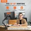 Single Monitor Mount, Supports 13"-32" (330-813 mm) Screen, Fully Adjustable Gas Spring Monitor Arm, Hold up to 9.1 kg, Computer Monitor Stand Holder with C-Clamp/Grommet Mounting Base, VESA Mount Bracket