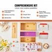 Soap Making Kit, Bamboo Cutting Box and Inner Box with Silicone Mold, Stainless Steel Straight Cutter and Wavy Cutter, 100 Bags and 105 Stickers, Soap Making Supplies DIY Kits for Adults