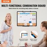 24"x18" Monthly Calendar Whiteboard & Cork Board Combo with Aluminum Frame