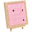 Pink Felt Letter Board, 253x253 mm Felt Message Board, Changeable Sign Boards with 510 Letters, Stand, and Built-in LED Lights, Baby Announcement Sign for Home Classroom Office Decor Wedding