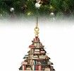 Christmas Tree Shape Bookshelf Pendant,Hanging Sleigh Pendants,Christmas Books Acrylic Ornaments Gifts (D)