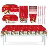 Grinch Christmas Party Tableware 105PCS with Tablecloth Plates Cups Napkins Utensils Straws for Festive Celebrations Decorations