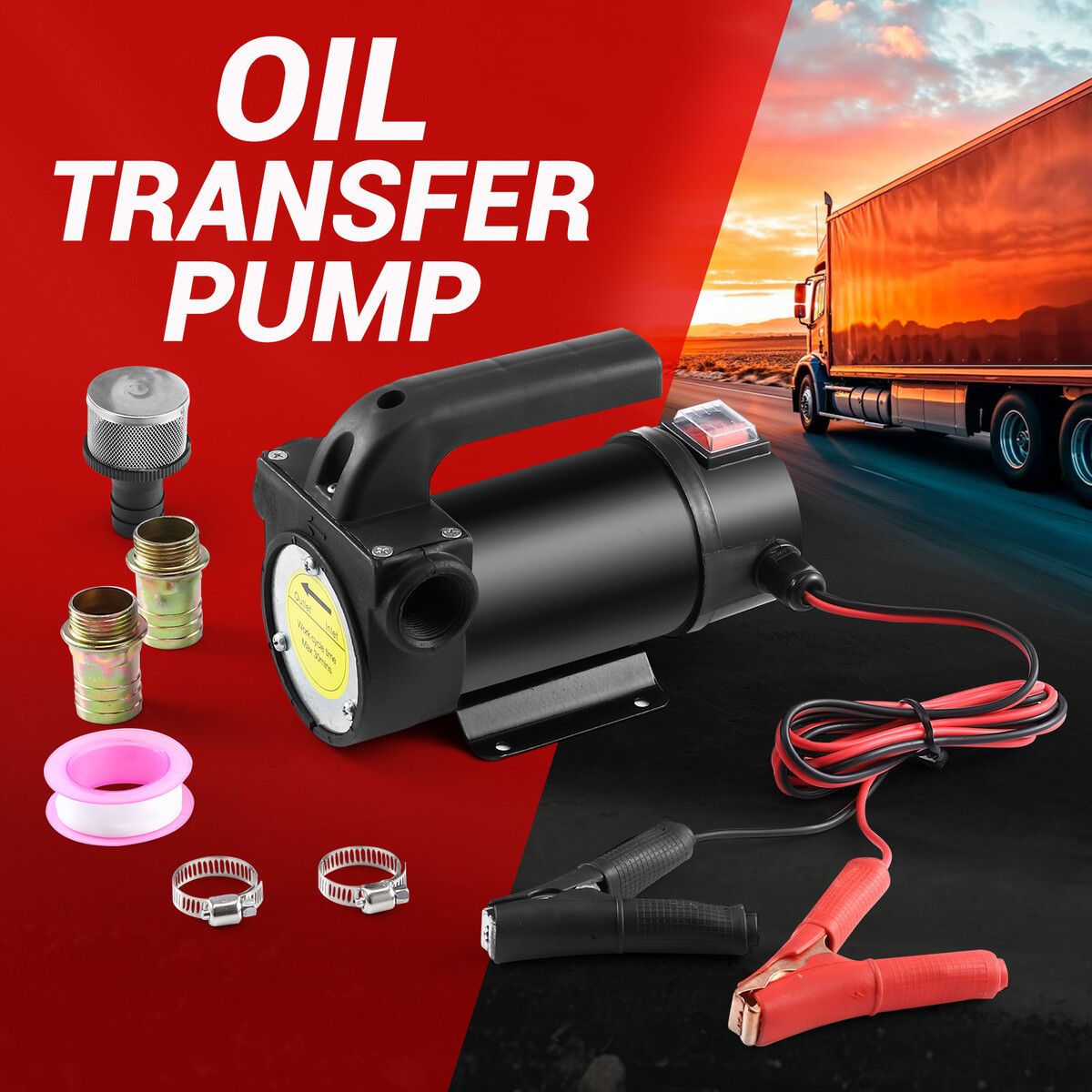 Fuel Transfer Pump Electric Diesel Oil Kerosene Biodiesel 12V DC 40L/min Self Priming Portable Bowser Truck Excavator Auto Car Refuel Commercial Motor