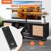 Rattan TV Stand for 75" TV Boho TV Stand with Build-in Socket Black