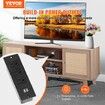 Rattan TV Stand for 75" TV Boho TV Stand with Build-in Socket Oak