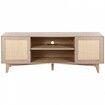 Rattan TV Stand for 75" TV Boho TV Stand with Build-in Socket Oak