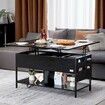 Lift Top Coffee Table 39.4" Rectangle Coffee Table with Light & USB Black