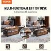 Lift Top Coffee Table 39.4" Rectangle Coffee Table with Light & USB Brown