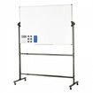 Rolling Whiteboard, 48x32 inch Double-Sided Magnetic Mobile Whiteboard, 360° Reversible Adjustable Height Dry Erase Board with Wheels & Movable Tray for Office School