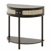 Half-moon Rattan Console Table 2 Storage Drawers Rattan Sliding Door Black