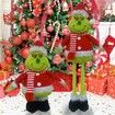 Christmas Standing Grinch, Xmas Stuffed Grinch Standing Figure with Extendable Legs for Christmas Floor Decor,1 Pack