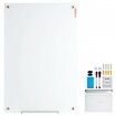 Magnetic Glass Whiteboard, Dry Erase Board 48"x32", Wall-Mounted Large White Glassboard Frameless, with Marker Tray, an Eraser and 2 Markers, White