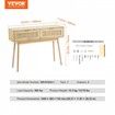 Rattan Console Table with 2 Storage Drawers Rattan Sliding Door Natural