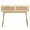 Rattan Console Table with 2 Storage Drawers Rattan Sliding Door Natural