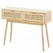 Rattan Console Table with 2 Storage Drawers Rattan Sliding Door Natural