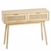 Rattan Console Table with 2 Storage Drawers Rattan Sliding Door Natural