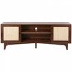 Rattan TV Stand for 75" TV Boho TV Stand with Build-in Socket Walnut