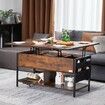 Lift Top Coffee Table 39.4" Rectangle Coffee Table with Light & USB Brown