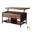 Lift Top Coffee Table 39.4" Rectangle Coffee Table with Light & USB Brown