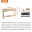Rattan Console Table with 3 Storage Drawers Rattan Sliding Door Natural