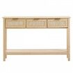 Rattan Console Table with 3 Storage Drawers Rattan Sliding Door Natural