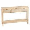 Rattan Console Table with 3 Storage Drawers Rattan Sliding Door Natural