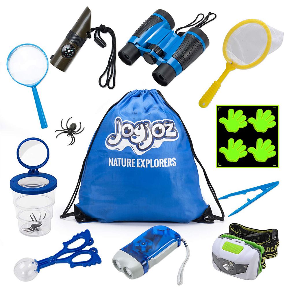 Outdoor Adventure Camping Kit & Bug Catcher Kit with Drawstring Bag, Binoculars, Educational Nature Exploration Toys Gift for Boys & Girls