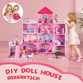 Girls Doll House Dream Land Cottage DIY Pretend Play Furniture Princess Pet Dolls Toys Set Children Roleplay Accessories Christmas Birthday Gift