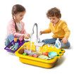 Kids Play Kitchen Sink Toys Game Set Food Utensils Wash Basin Faucet Tap Playset Pretend Role Electric Dishwasher Auto Water Circulation System