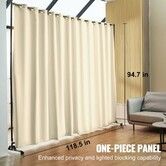 Room Divider, 8 ft x 10 ft(96×120inch) Portable Panel Room Divider with Wheels Curtain Divider Stand, Room Divider Privacy Screen for Office, Bedroom, Dining Room, Study, Beige