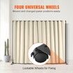 Room Divider, 8 ft x 10 ft(96×120inch) Portable Panel Room Divider with Wheels Curtain Divider Stand, Room Divider Privacy Screen for Office, Bedroom, Dining Room, Study, Beige