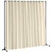 Room Divider, 8 ft x 10 ft(96×120inch) Portable Panel Room Divider with Wheels Curtain Divider Stand, Room Divider Privacy Screen for Office, Bedroom, Dining Room, Study, Beige