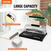 Coil Spiral Binding Machine, Manual Book Maker with Electric Binding, 46-Holes Binding 500 Sheets Punch Binder, with 100pcs 5/16'' Coil Binding Spines, for Letter Size, A4, A5