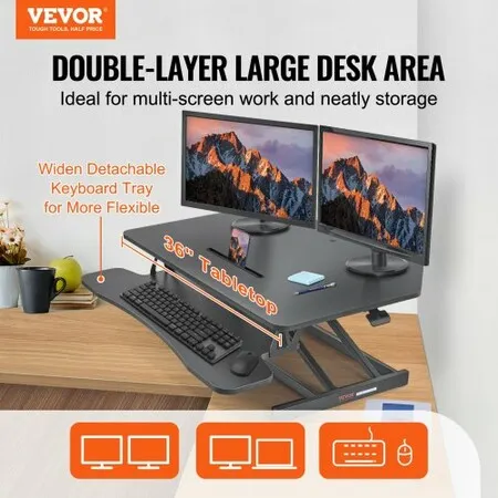 Standing Desk Converter, Two-Tier Stand up Desk Riser, 915 mm Large Sit ...