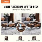Lift Top Coffee Table 39.4 in Rectangle Coffee Table for Living Room Brown