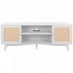 Rattan TV Stand for 75" TV Boho TV Stand with Build-in Socket White