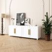 TV Stand Storage Cabinet White Entertainment Unit Television Console Table Media Centre Bench Bed Living Room Furniture with 4 Doors