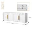 TV Stand Storage Cabinet White Entertainment Unit Television Console Table Media Centre Bench Bed Living Room Furniture with 4 Doors
