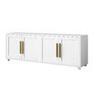TV Stand Storage Cabinet White Entertainment Unit Television Console Table Media Centre Bench Bed Living Room Furniture with 4 Doors