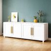 TV Stand Storage Cabinet White Entertainment Unit Television Console Table Media Centre Bench Bed Living Room Furniture with 4 Doors
