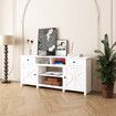 Farmhouse TV Stand Unit White Modern Rustic Kitchen Buffet Table Storage Cabinet Television Entertainment Centre with Barn Doors
