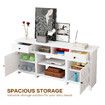 Farmhouse TV Stand Unit White Modern Rustic Kitchen Buffet Table Storage Cabinet Television Entertainment Centre with Barn Doors