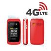 4G Volte HAC Hear Aid Unlocked Flip Cell Phone SOS Button Seniors Big Button Basic Phone Elderly Mobile Cell Phone   (RED)