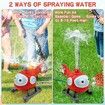 2 In 1 Outdoor Water Spray Sprinklers T Ball Set,Backyard Spinning Airplane Sprinkler Toy Tee Ball Game,Sprays Up to 8ft High Attaches to Garden Hose