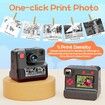 1080P Instant Print Camera for Kids,HD Digital Video Cameras with 3 Rolls Print Paper & 32G Card for Christams Gifts-Black
