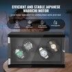 Watch Winder, Watch Winder for 4 Men's and Women's Automatic Watches, with 2 Super Quiet Japanese Mabuchi Motors, Blue LED Light and Adapter, High-Density Board Shell and Black PU