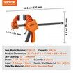 Bar Clamps for Woodworking, 2-Pack 304.8 mm One-Handed Clamp/Spreader, Quick-Change F Clamp with 300 lbs Load Limit, High-strength Plastic and Carbon Steel, Wood clamps for Woodworking