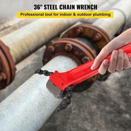 36" Pipe Chain Wrench, Steel Ratcheting Wrench 30" Chain 7.5" Capacity