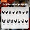 Crowfoot Wrench Set, 1/2" and 3/8" Drive 15-Piece Crows Foot Wrench Set with PP Storage Case, Metric 8-24 mm, CRMO Steel and Manganese Phosphate Finish, for Mechanical Maintenance or Repairs